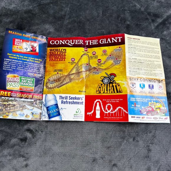 Six Flags Great America 2014 Park Map Guide Goliath Opening Year Hurricane Harbo - Picture 3 of 8